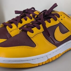 NIKE DUNK LOW RETRO ARIZONA STATE SUN DEVILS UNIVERSITY GOLD WHITE BURGUNDY 7.5